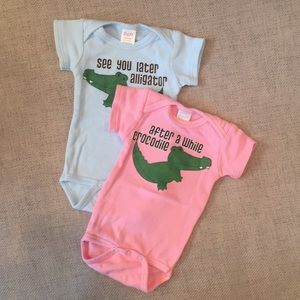 Twin boy girl novelty onesies
